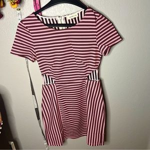 Sugar Lips | b/w striped + red dotted mini dress with cutouts, size medium EUC
